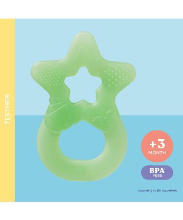 Dentistar Bei ring 2 Set | Soft Baby Teether for 3+ Months | Dental Aid & Massage | Made in Germany - Light Green - Buy Online on SooperMarket.com
