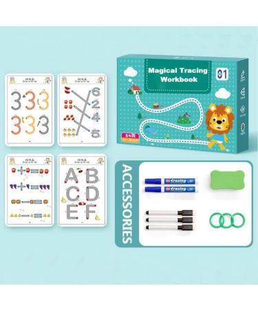Petrichor Magical Tracing Workbook Set - Reusable Pen and Eraser - Practice Tracing Books for Kids Tracing Workbook Sets,Early Educational Learning Book for Preschoolers and Kindergarten Kids (60)