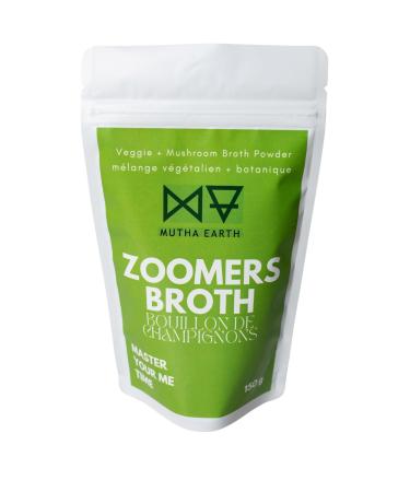 Mutha Earth Zoomers Organic Mushroom Broth Powder Vegan Umami Broth Mix with Reishi & Shiitake Mushroom Soup Base for Cooking Soups & Stews Gluten-Free & Nutrient-Rich for Gut Repair (200g)