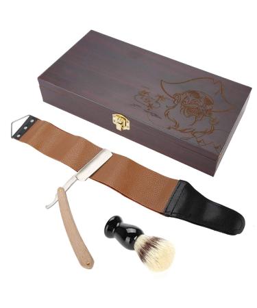 Premium Shaving Head Razor Set - Manual Razor Beard Brush & Wooden Gift Box | Perfect Gift for Men - Buy Online on SooperMarket.com