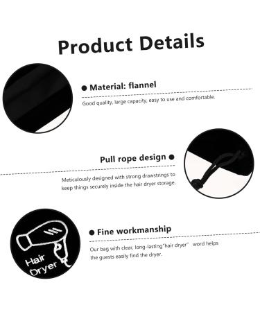 Gogogmee 5 Pcs Hair Dryer Storage Bag Cotton Drawstring Bags Drawstring Makeup Bag Sack Flannel Black - Buy Online on SooperMarket.com