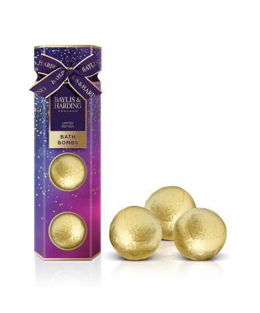 Baylis & Harding Midnight Fig & Pomegranate Luxury Bath Bomb Trio Gift Set (Pack of 1) - Vegan Friendly