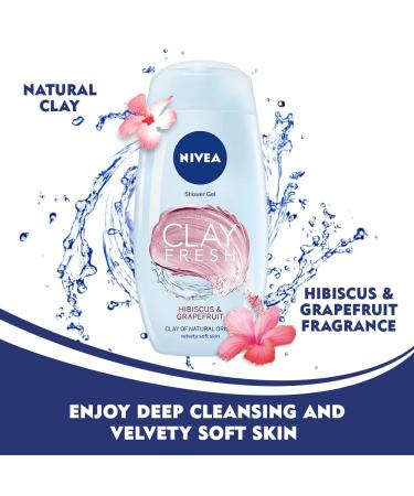 Nivea Clay Fresh Hibiscus & Grapefruit Shower Gel 250ml - Refreshing Cleanser - Buy Online on SooperMarket.com