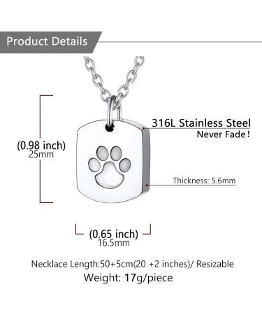 U7 Ladies Cremation Urn Necklace - Celtic Knot Dog Feet Wings & Crucifix | Stainless Steel Cylinder Pendant for Ashes - Memorial Jewelry for Men & Women - Buy Online on SooperMarket.com