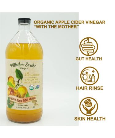 Mother Earth Organic Apple Cider Vinegar with The Mother | 2/16 oz Glass Bottles - Buy Online on SooperMarket.com