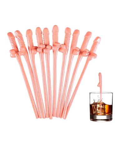 30Pcs Chick Party Straws PP Bachelorette Party Straws Funny Girls Night Out Accessories Straws Wild Party Bar Straws (Skin Color) Home Decor Accessory