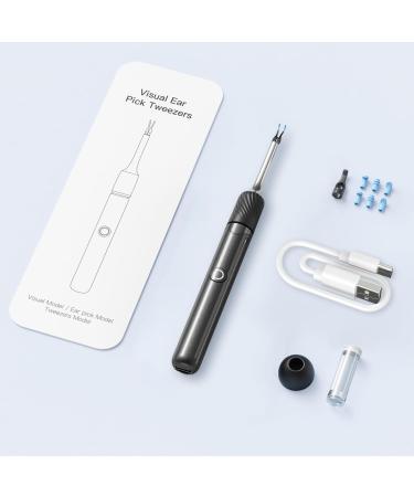 Qimic Ear Wax Removal with Tweezers - 1080P HD Ear Cleaner Ear Camera Otoscope Omni-Direction Ear Pick Tweezer Real-Time Remote Video Multi Earwax Cleaning Replacement Kits Black - Buy Online on SooperMarket.com