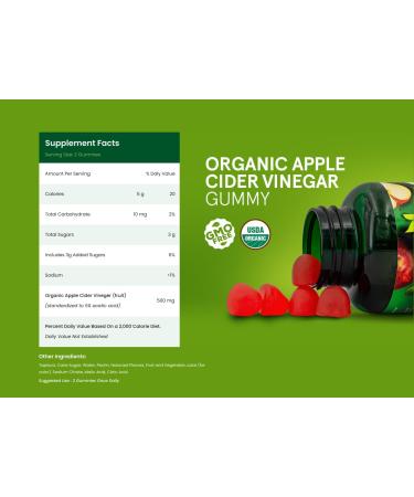 Natrela Organic Apple Cider Vinegar Gummies with The Mother - 60ct | USDA Certified, Vegan, Immune & Detox Support - Buy Online on SooperMarket.com