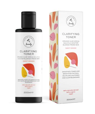 Clarifying Toner for Face - Salicylic Acid Toner - Spot and Oil Control Cruelty-Free Skincare by The Natural and Organic Family - 7.04 oz Orange