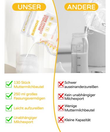 Buy Burnnove 130 BPA-Free Breast Milk Storage Bags - 250ml Double Zipper - Safe & Convenient International Shipping - Buy Online on SooperMarket.com