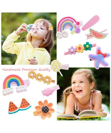 28 Colorful Sweet Hair Clips for Girls | Fashionable Floral & Fruit Hair Accessories | Cute Animal & Dessert Styles | Non-Slip Metal Buttons - Buy Online on SooperMarket.com