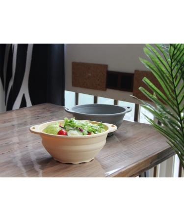 Silicone Collapsible Bowls - 2 Pack, Beige | Ideal for Camping & Hiking | 100% Food-Grade Silicone - Buy Online on SooperMarket.com
