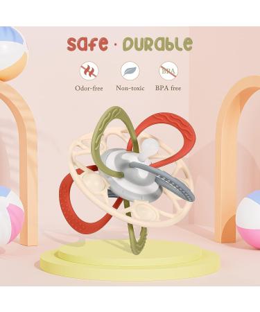 Zooawa Baby Teether - BPA-Free Silicone Sensory Toy for Teething Relief | Rattles & Chew Toy for 3-6 Months+ - Easy-to-Hold Beige - Buy Online on SooperMarket.com
