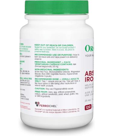 Organika Absolute Iron- Iron Bisglycinate- High Availability Gentle on Stomach Boost Iron Levels- Beneficial for Women and Vegetarians- 120vcaps - Buy Online on SooperMarket.com