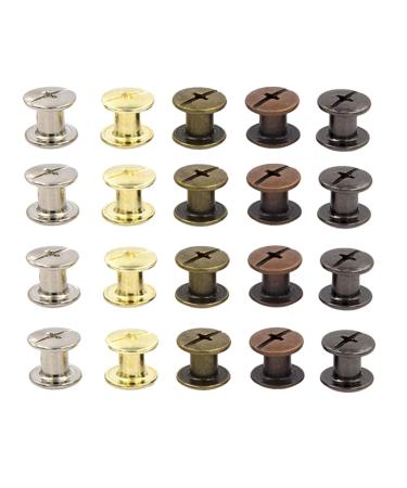 EXCEART 100 Sets Lash Rivet Boxed Diy Crafts Brass Rivets Double- Sided Rivets Diy Studs Self Made Component Assorted Color 0.8x0.8cm