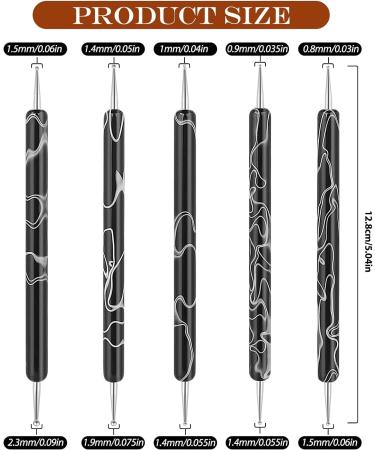 5PCS Dotting Tools Set Professional Ball End Nail Art Tools Polish Carving Tool Dotting Painting Pen 2 Way Nail Dotting Pen Marbleizing Tool Set for Nail Art Designs Black - Buy Online on SooperMarket.com