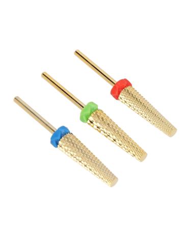 Nail Drill Bits 3 Pieces Gold Tungsten Steel Manicure Drill Bits for Nail Salon