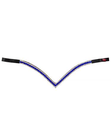 Start Wodenhringriemen horse glitter headband leather diamond horse stirring strap curved for bridle head straps for horses size warm blood thoroughbred and pony (cob black/blue) COB black/blue