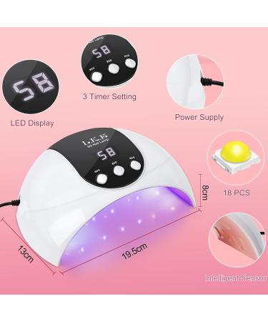 UV Nail Lamp Nail Dryer 54W UV Lamps for Gel Nails Nail UV Lamp Led Nail Lamp with 3 Timer Auto Sensor LCD Screen USB Plug Gel Nail Curing Lamp Led Gel Nail Lamp Nail Dryer White - Buy Online on SooperMarket.com