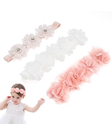 Rairsky Kids Turban Hairband Headband Baby Hairband Baby Jewelry Flower Flower Floor With Rip Band Baby Accessories Hairdress Suitable for Gifts and Parties 3 Pieces