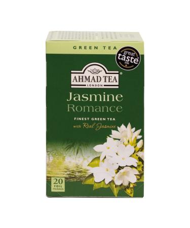 Ahmad Tea Jasmine Green Tea | Green Tea - 20 Teabag Sachets Jasmine Romance 20 Count (Pack of 1)
