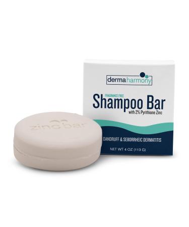 Dermaharmony 2% Pyrithione Zinc Shampoo Bar for dandruff and seborrheic dermatitis - Fragrance Free (4 Oz)
