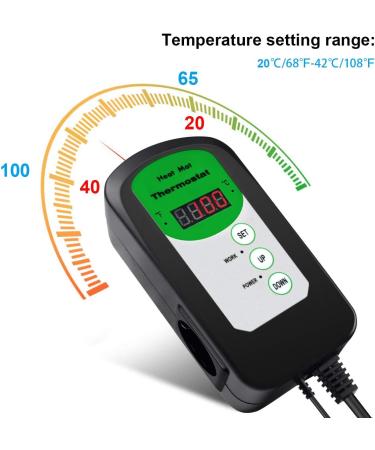 RIOGOO Digital Heat Mat Thermostat Controller - Perfect for Seed Germination Reptiles & Brewing | 68-108 Temperature Control 1 Pack - International Shipping Available - Buy Online on SooperMarket.com