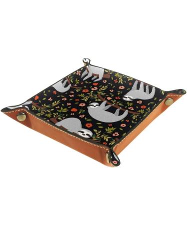 Black Sloth Red Flower Folding Dice Tray - PU Leather Dice Holder for RPG Gaming - Buy Online on SooperMarket.com
