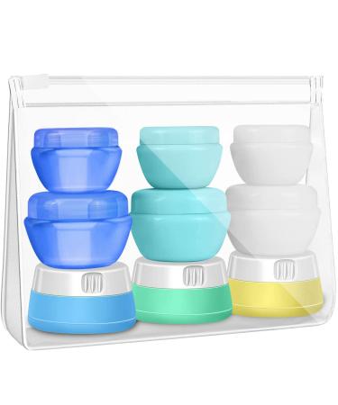 Selizo Travel Bottles Containers Silicone and Plastic Cream Jars with TSA Approved Toiletry Case for Toiletries Cosmetic Makeup Body Hand Cream Lotion Shampoo
