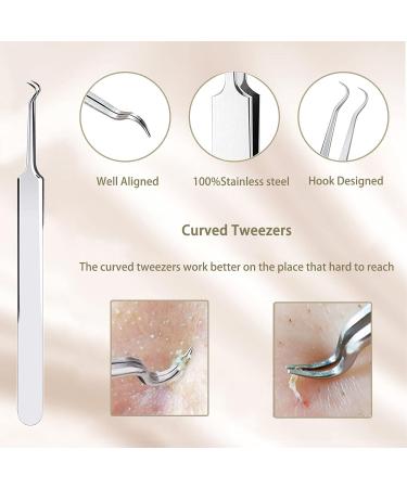 Pimple Popper Blackhead Remove Tool Comedone Extractor Tweezers Set Stainless Steel Acne Spot Pimple Popping Kit with Box(5 Piece) - Buy Online on SooperMarket.com