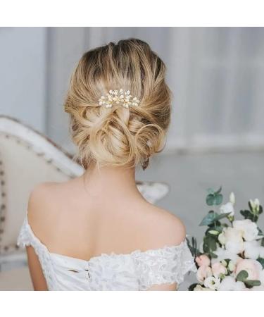 Runmi Bride Wedding Hair Combs Gold Headpieces Pearl Bridal Hair Accessories Leaf Hair Piece for Women and Girls (Gold) - Buy Online on SooperMarket.com