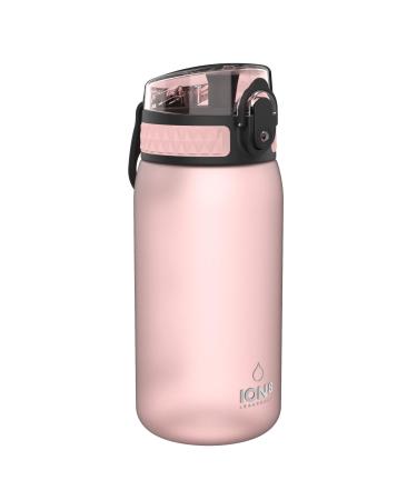 Ion8 Kids Water Bottle 350 ml/12 oz Leak Proof Easy to Open Secure Lock Dishwasher Safe BPA Free Carry Handle Hygienic Flip Cover Easy Clean Odour Free Carbon Neutral Rose Quartz 350ml OneTouch 1.0
