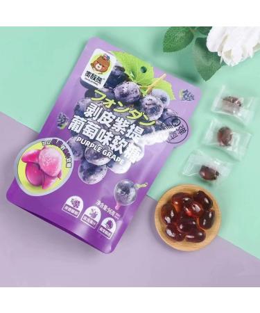 Fruit peeled gummies mango mixed soft candy grape juice chewing candy healthy&nutritious children's candy snack gift leisure snacks Chinese specialty food dessert (Grape 3 bags) Grape 3 bags