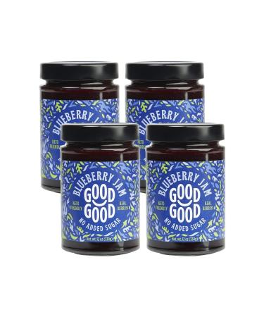 GOOD GOOD Sweet Blueberry Jam - Keto Friendly - Low Calorie Without Added Sugars - Vegan - Gluten Free - Preserves - 330g x4