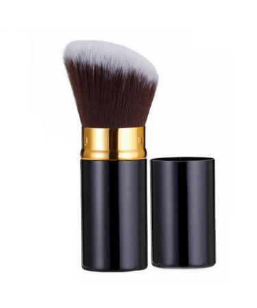 Retractable Kabuki Foundation Brush Best for Mineral Makeup Bronzer Blush Liquid or Powder. Vegan. Blend and Contour for a Flawless Face (Black Gold) Style A