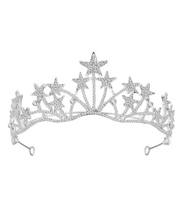 Lurrose Star Shaped Rhinestone Crowns Bridal Crowns Tiaras Bridal Headpiece for Wedding Ceremony Party