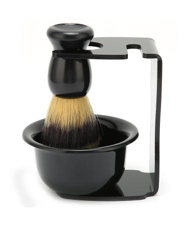 Shaving Brush Set Beard Shaving Brush Bowl Safety Shaving Stand Deluxe Shaving Kit for Men (3 Pack)