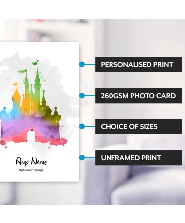 Personalised Cinderella Castle Watercolour Art Print - Disney Land/World Memories Keepsake. Children's Gift Nursery Decor - Walt Quote, A4 A5 - Buy Online on SooperMarket.com