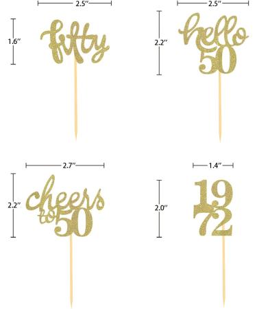 24 Pcs Gold Glitter 50th Birthday Cupcake Toppers - Celebrate Fifty Years Old Birthday Party Decor - Buy Online on SooperMarket.com