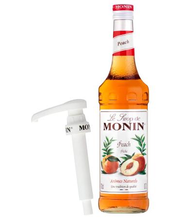 Monin Coffee Syrup in Peach 70cl Glass Bottle & 70cl Monin Pump Set Peach 2 Count (Pack of 1)