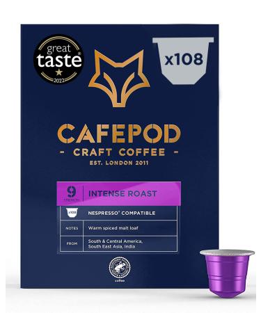 CafePod Coffee Pods Nespresso Compatible Intense Roast 108 Aluminium Capsules Intense 108 Count (Pack of 1)
