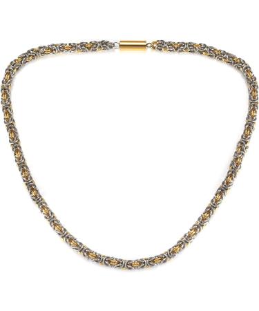 EnerMagiX Titanium Steel Magnetic Necklace for Women and Men - Father's Day Gift (Silver-Gold) - Buy Online on SooperMarket.com