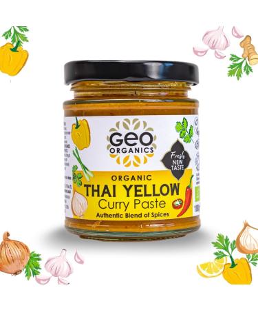 Geo Organics Thai Yellow Curry Paste | Organic Curry Paste | 180G | Serves 4 | Vegan Friendly | Authentic Restaurant Recipe Base Pack of 1 Thai Yellow Curry Paste 180g (Pack of 1) - Buy Online on SooperMarket.com