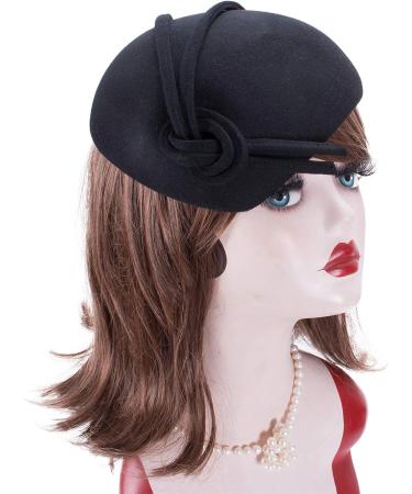 Lawliet Black Teardrop Women's Felt Fascinator Tam Beret Casque Cocktail Hat - Buy Online on SooperMarket.com