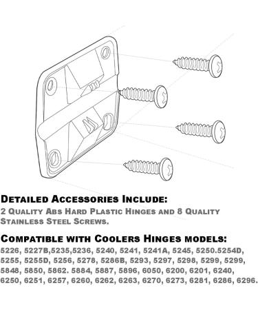 Cooler Replacement Plastic Hinges and Screws Set  Compatible with Coleman Coolers  Set of 2 - Buy Online on SooperMarket.com