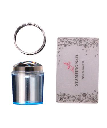 Art stamps with nail scraps transparent nail silicone template with lid removable nail stamp manicure tool easy cleaning blue