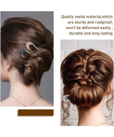 6 Pieces Metal U Shaped Hairpins French Hair Pin Hair Chignon Pins Metal Hair Pin Fork Sticks 2 Prong Bun Hairstyle Accessories for Women 6Pcs Gold silver - Buy Online on SooperMarket.com