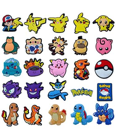 Uthitio 25 Pcs Cute Cartoon Shoe Charms Pins for Boys Girls, Pink Cute Charms Pack for kids, Shoe Decoration Accessories, Party Favors Gifts. 25 Pcs Cute Pikachu
