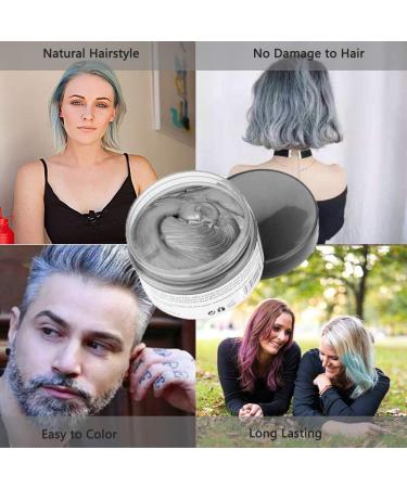 Silver Gray Hair Color Wax 4.23 oz - Natural Temporary Hairstyle Cream for Party, Cosplay & Clubbing - Buy Online on SooperMarket.com