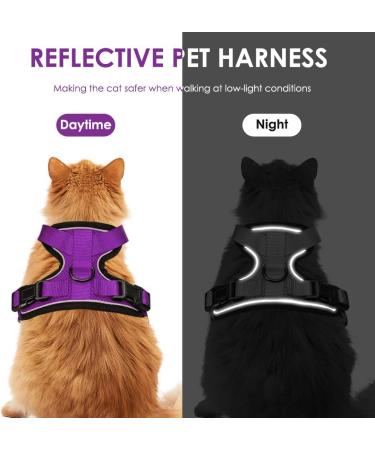 Breakproof Cat Leash Set with Adjustable Reflective Vest & Dishes for Small Kittens - Purple XS - Buy Online on SooperMarket.com